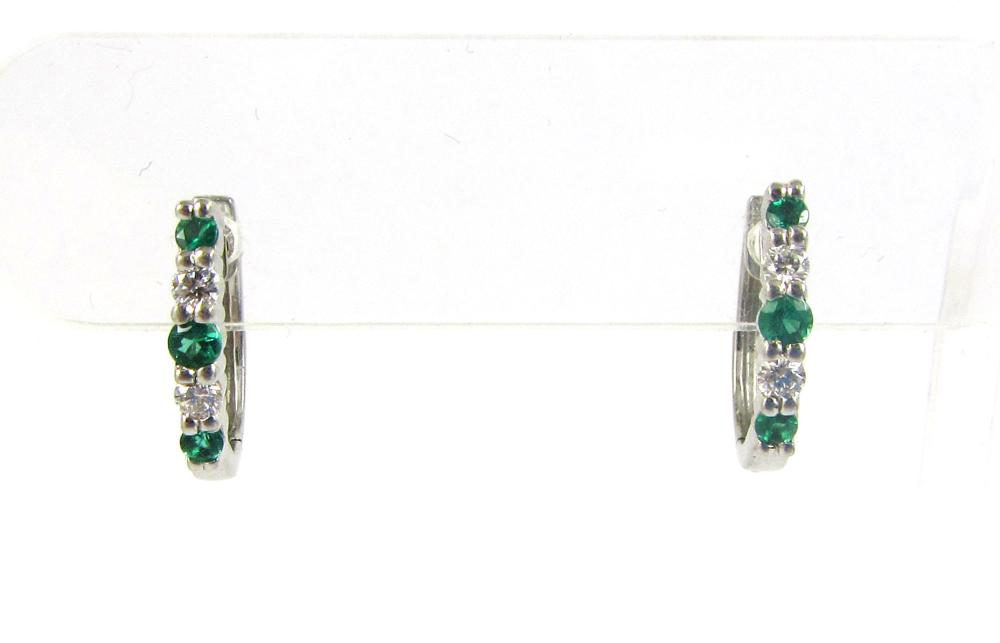 PAIR OF DIAMOND, EMERALD AND