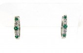 PAIR OF DIAMOND, EMERALD AND E