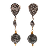 PAIR OF DIAMOND, GOLD EARRINGS