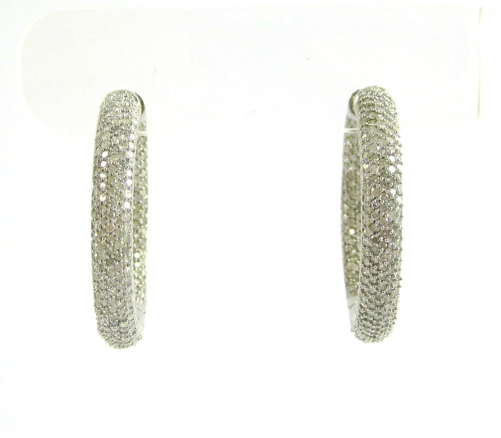PAIR OF DIAMOND HOOP EARRINGS, EACH