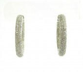 PAIR OF DIAMOND HOOP EARRINGS,