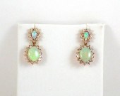 PAIR OF DIAMOND, OPAL AND FOUR