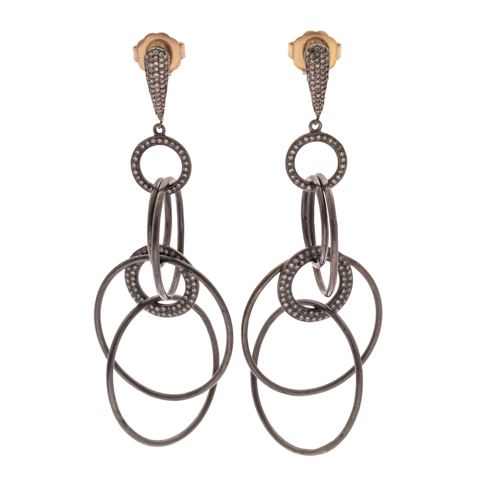 PAIR OF DIAMOND, OXIDIZED