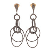 PAIR OF DIAMOND, OXIDIZED STER