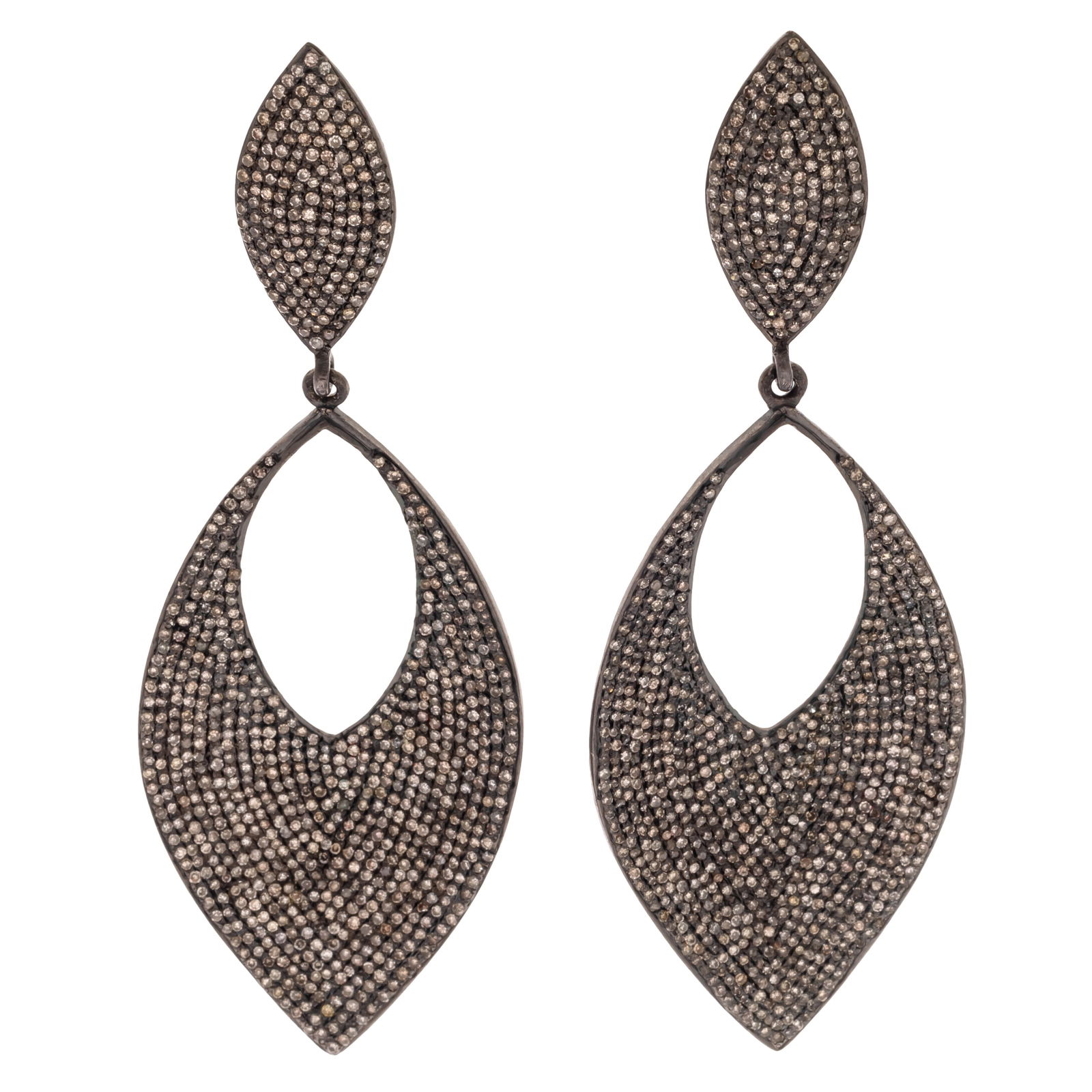 PAIR OF DIAMOND, OXIDIZED