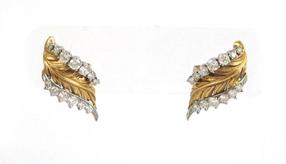 PAIR OF DIAMOND, PLATINUM AND
