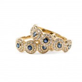 PAIR OF DIAMOND, SAPPHIRE & 14