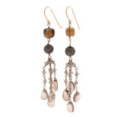 PAIR OF DIAMOND, SMOKY QUARTZ,