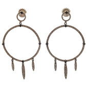 PAIR OF DIAMOND, SPINEL, STERL