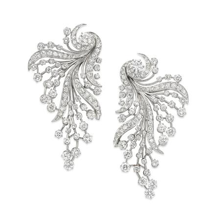 Pair of Diamond Spray Clip-Brooches