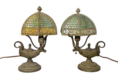 PAIR OF DIMINUTIVE TABLE LAMPS WITH