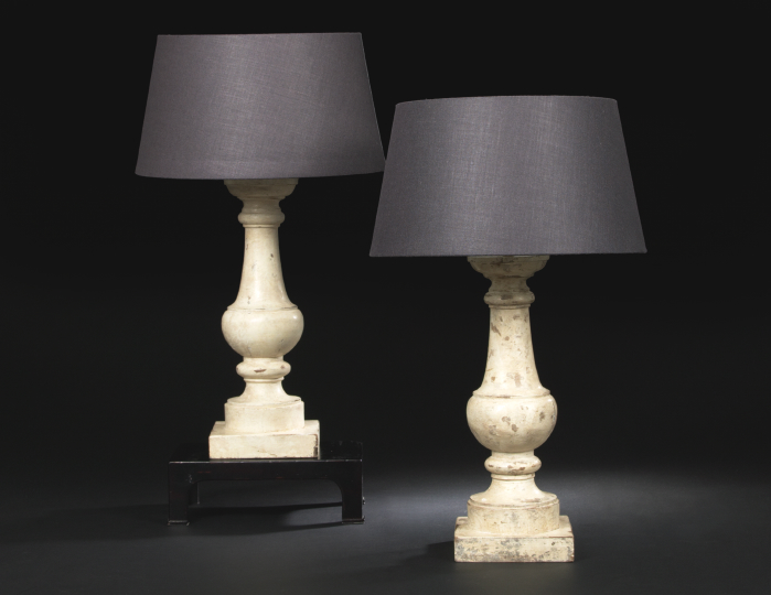 Pair of Distressed Ivory-Painted