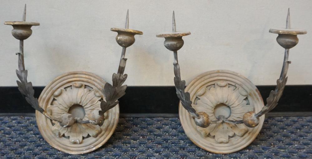 PAIR OF DISTRESSED METAL AND