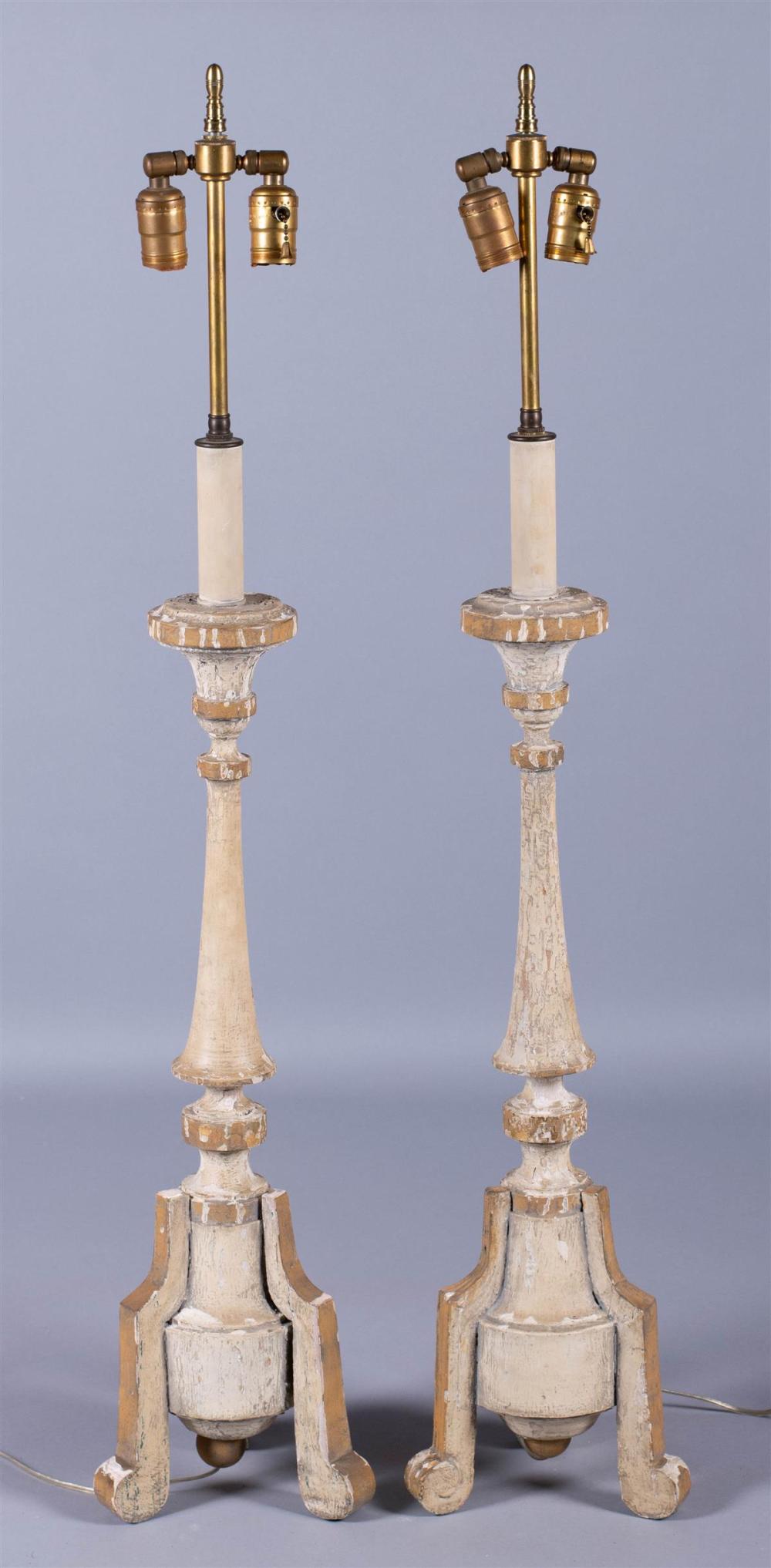 PAIR OF DISTRESSED PAINTED WOOD
