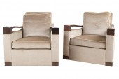 PAIR OF DONGHIA SWIVEL ARMCHAI