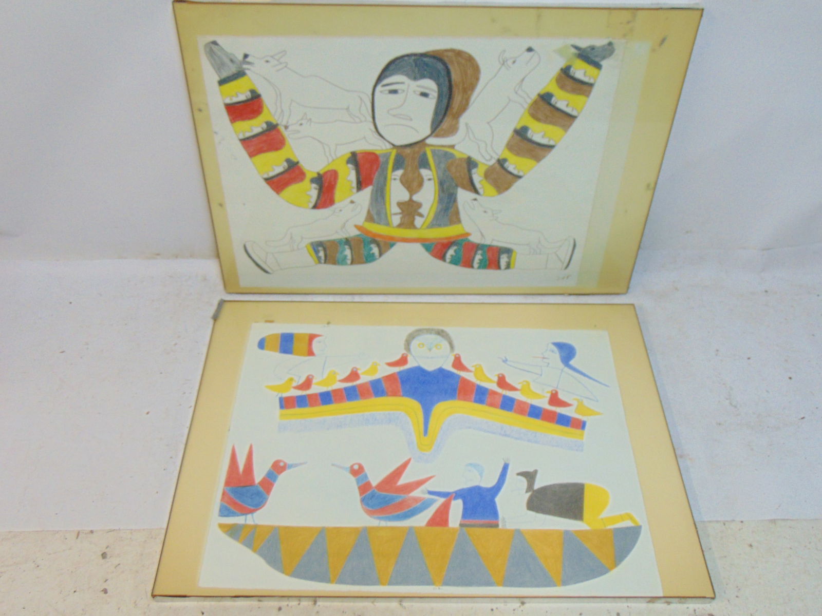 PAIR OF DRAWINGS, INUIT SUBJECT, BY