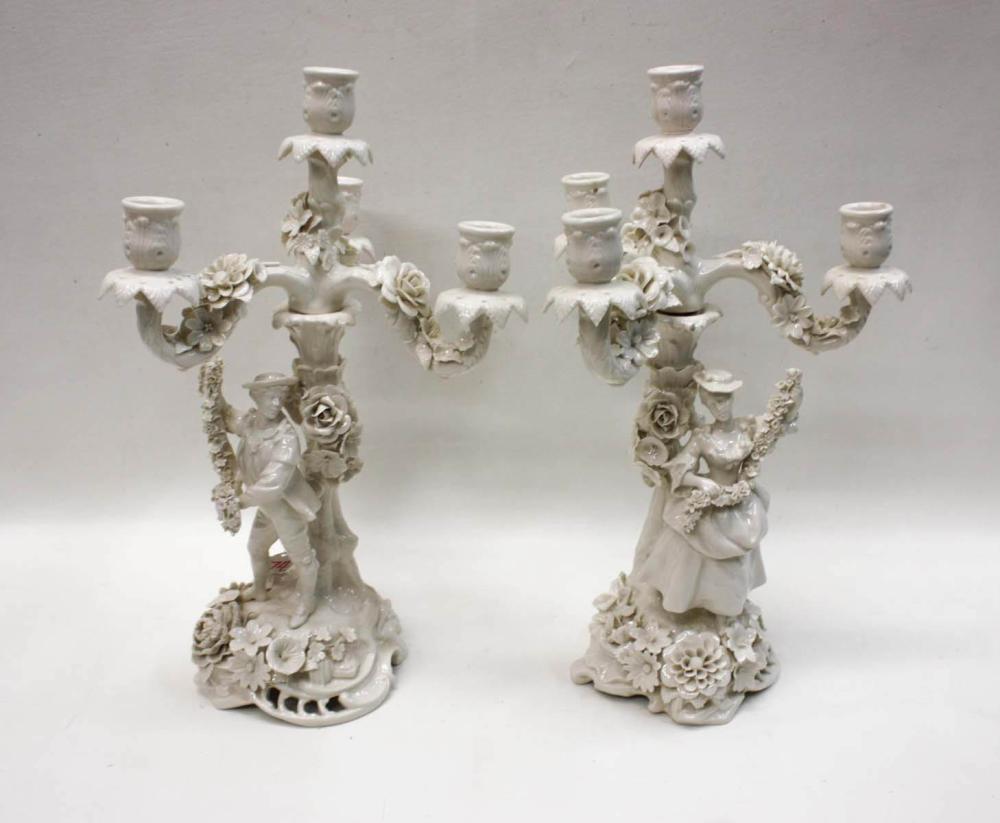 PAIR OF DRESDEN FIGURAL PORCELAIN