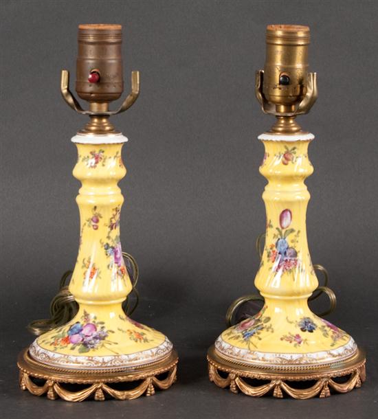 Pair of Dresden floral decorated
