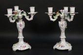 PAIR OF DRESDEN PORCELAIN CAND