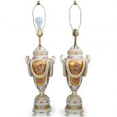 PAIR OF DRESDEN PORCELAIN LAMP