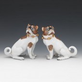 PAIR OF DRESDEN PORCELAIN PUGS
