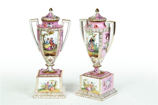 PAIR OF DRESDEN URNS. Austria  late