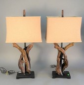 PAIR OF DRIFTWOOD STYLE TABLE