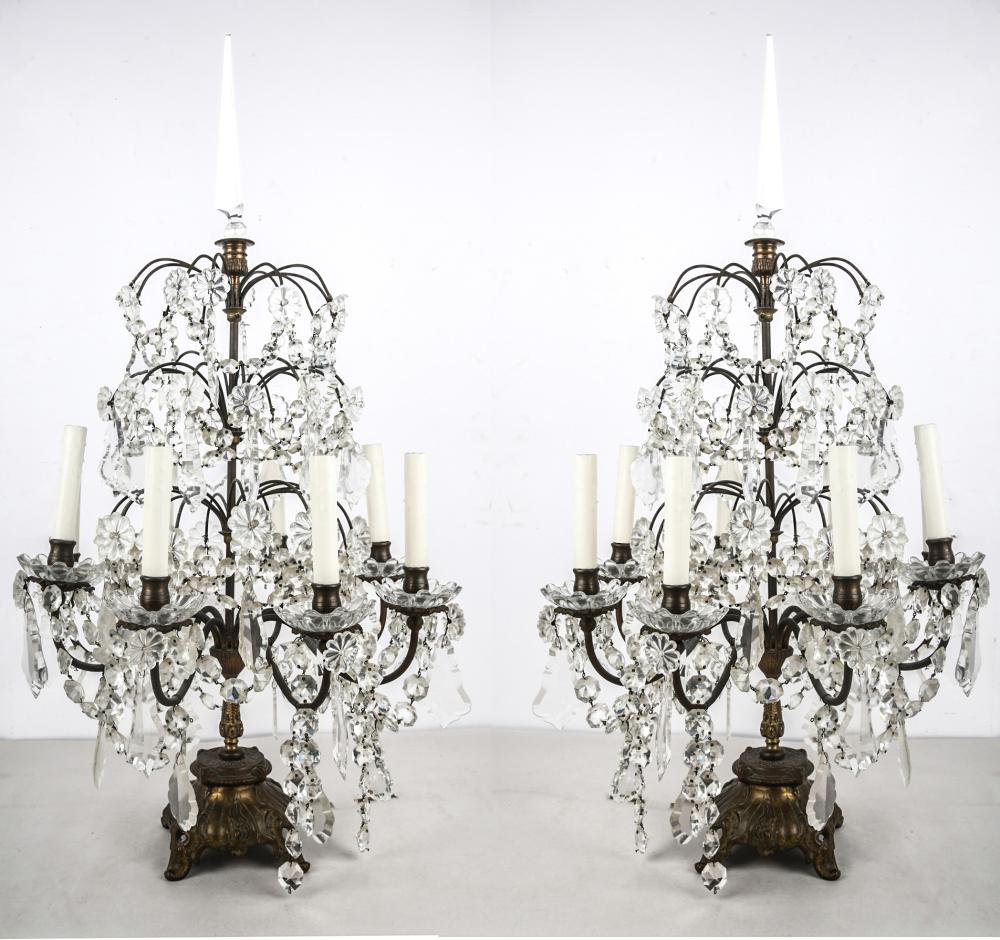 PAIR OF DROP CRYSTAL