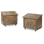 PAIR OF DUTCH BRASS RELIEF EMB