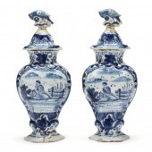 PAIR OF DUTCH DELFT BLUE AND W