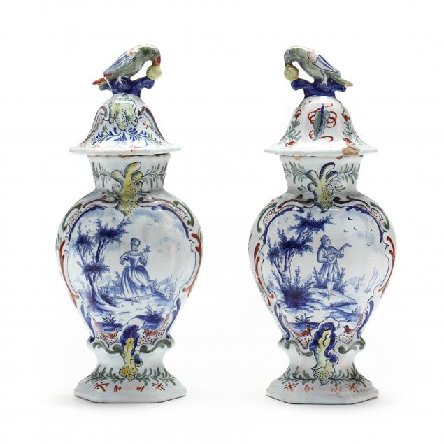 PAIR OF DUTCH DELFT POLYCHROME
