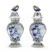 PAIR OF DUTCH DELFT POLYCHROME