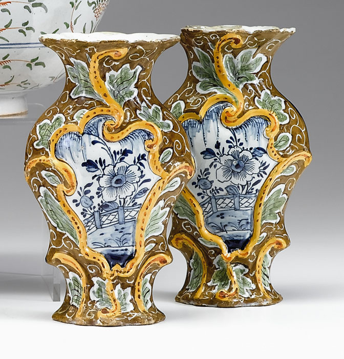 Pair of Dutch Delft polychrome