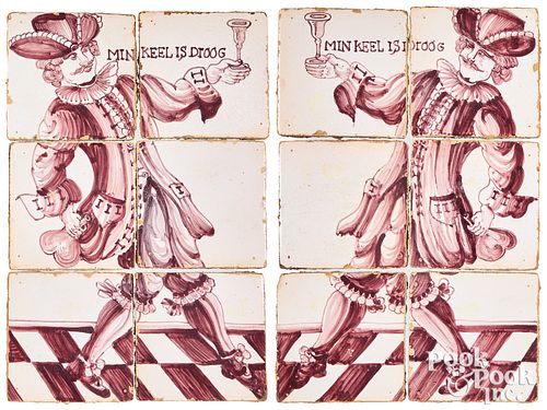 PAIR OF DUTCH DELFT SIX TILE