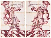 PAIR OF DUTCH DELFT SIX TILE G