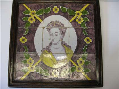 Pair of Dutch delft tile portrait