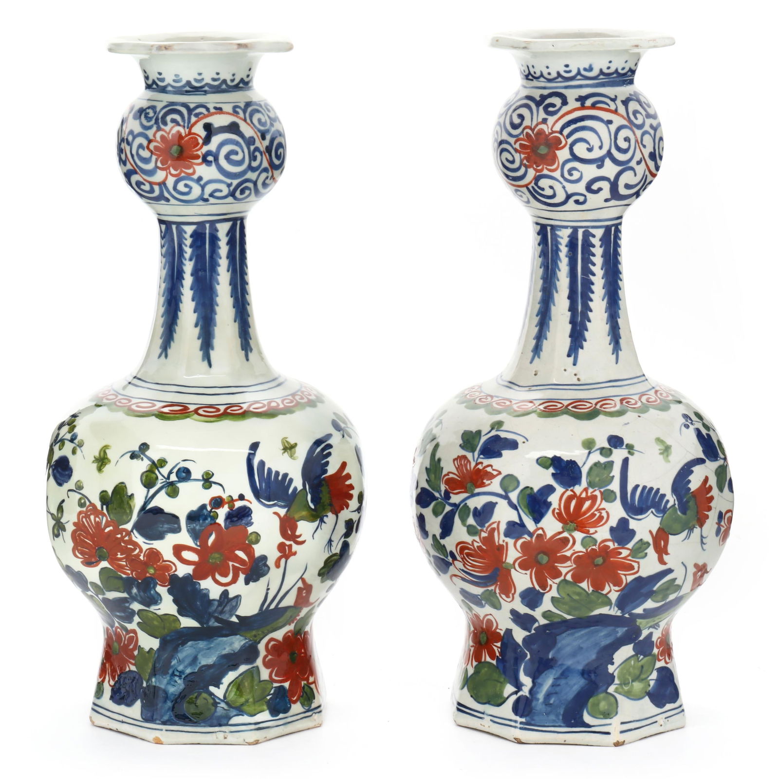 PAIR OF DUTCH DELFTWARE GARLIC BULB