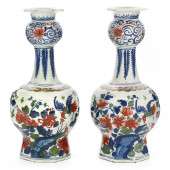 PAIR OF DUTCH DELFTWARE GARLIC