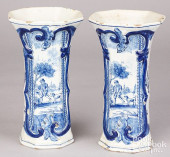 PAIR OF DUTCH DELFTWARE VASES,