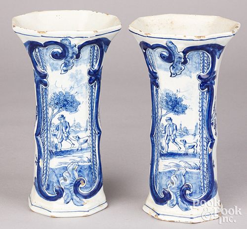 PAIR OF DUTCH DELFTWARE VASES, 18TH