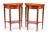 PAIR OF DUTCH MARQUETRY DEMILU