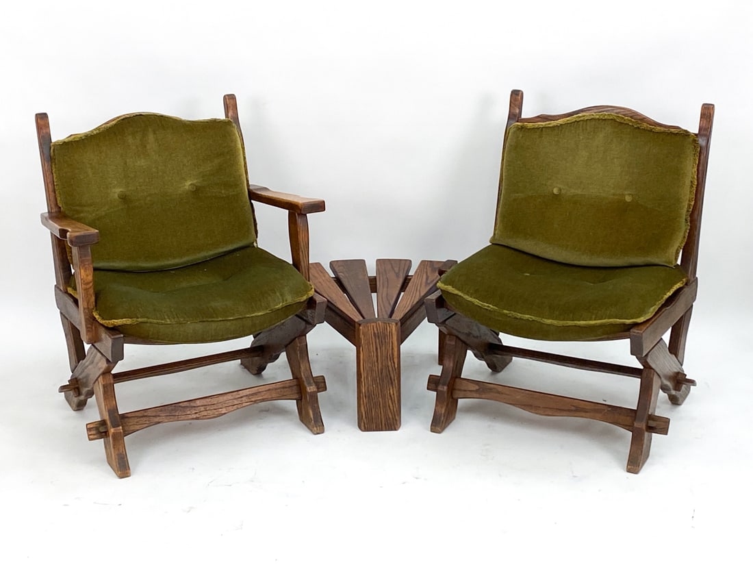 PAIR OF DUTCH OAK LOUNGE CHAIRS