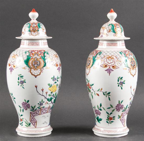 Pair of Dutch polychrome delft