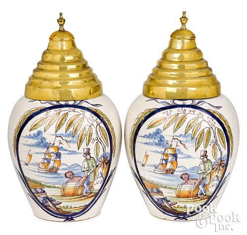 PAIR OF DUTCH POLYCHROME DELFT