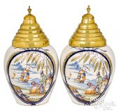 PAIR OF DUTCH POLYCHROME DELFT