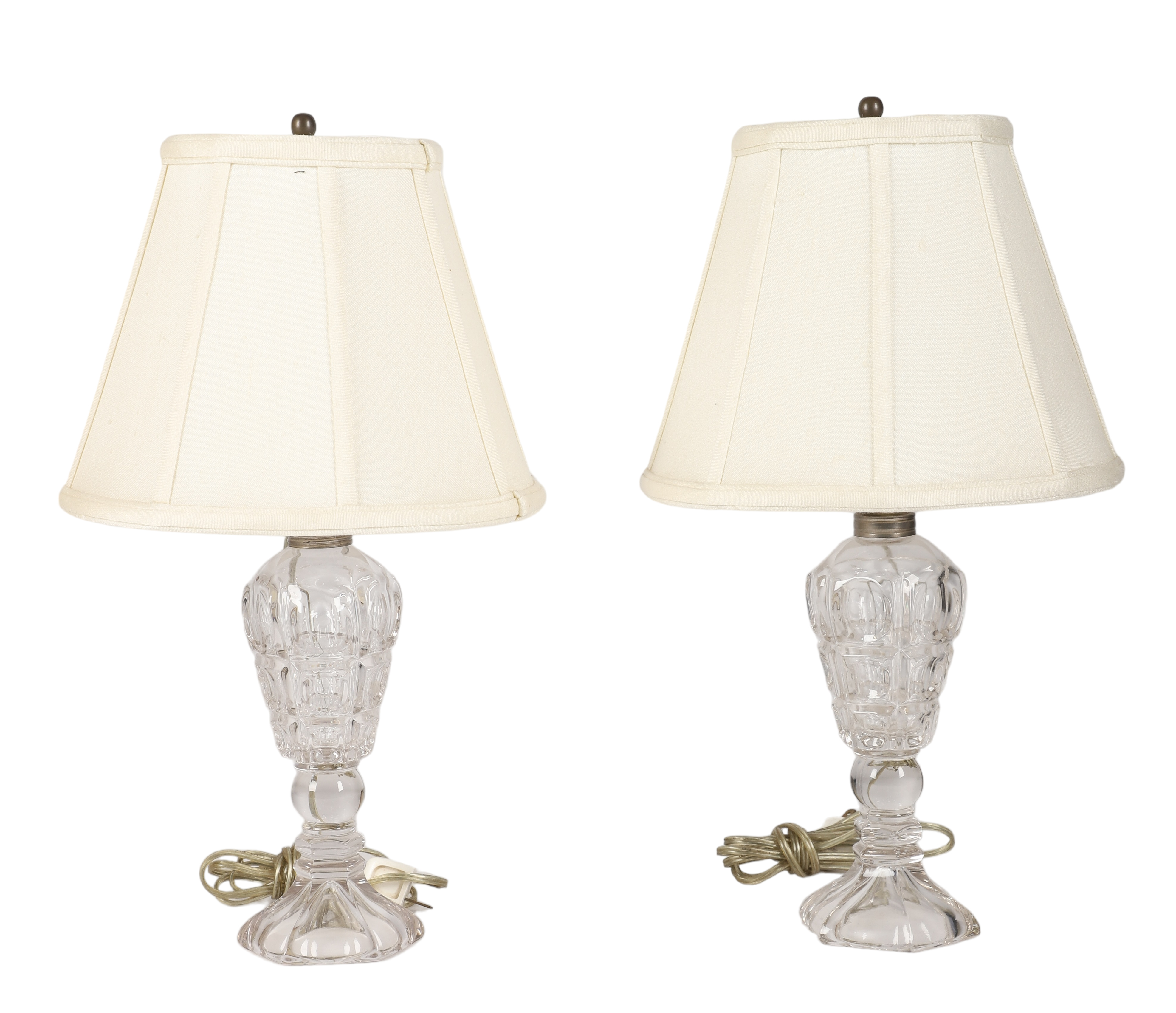 Pair of EAPG whale oil lamps,