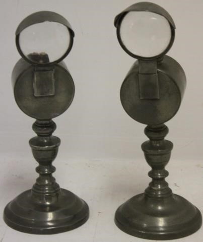 PAIR OF EARLY 19TH C PEWTER BULLS