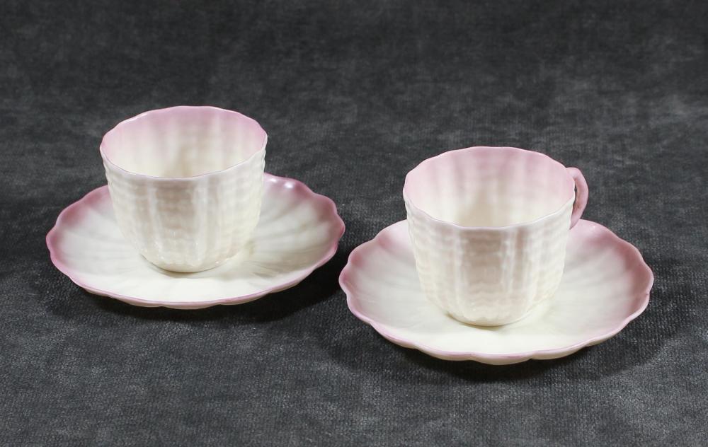 PAIR OF EARLY BELLEEK PORCELAIN