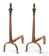 PAIR OF EARLY BRASS AND WROUGH