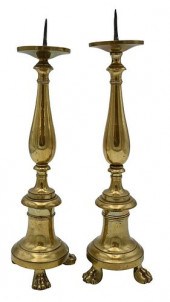 PAIR OF EARLY BRASS PRICKET ST
